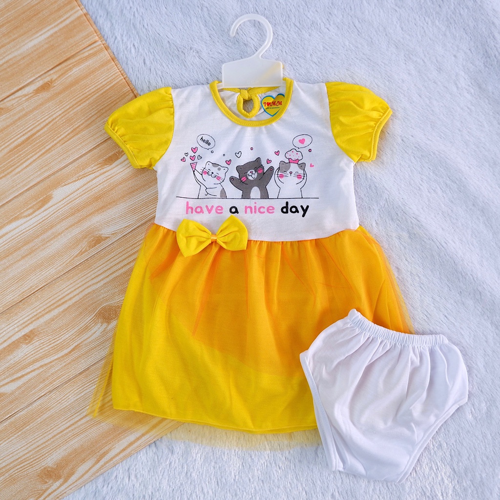 Stelan Dress Tile Anak Bayi Cewek Perempuan 6-12 Bulan-2