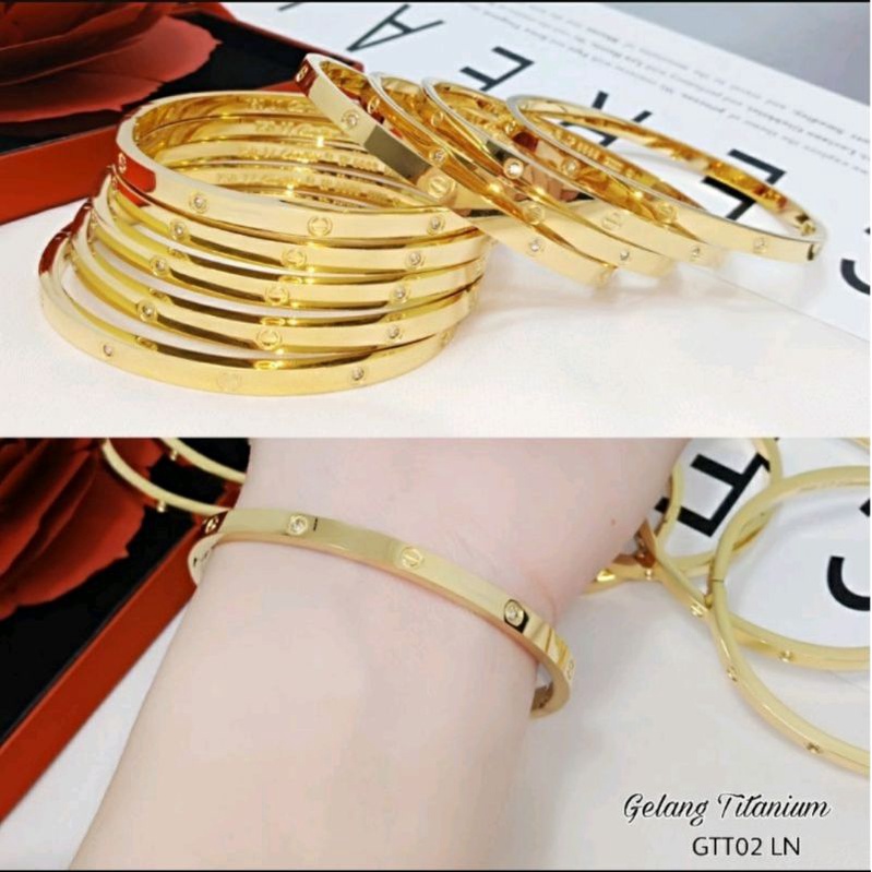 gelang titanium lapis emas 24k