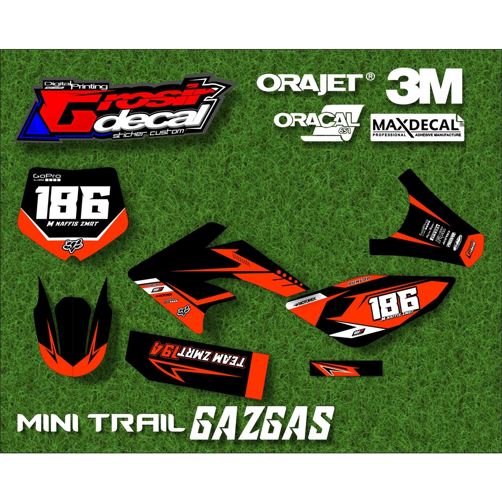 Sticker Striping Mini trail Gazgas Raptor 100cc / 110cc / 125cc Full Body Free Custom
