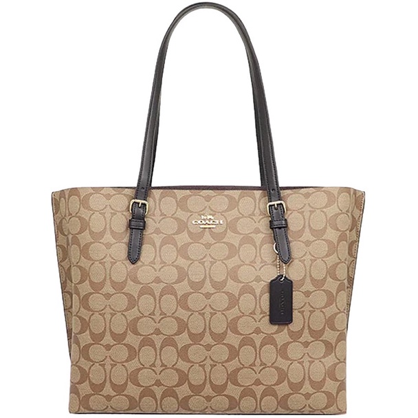 Coach Tote in Signature Canvas Mollie Khaki List Black (C1665)