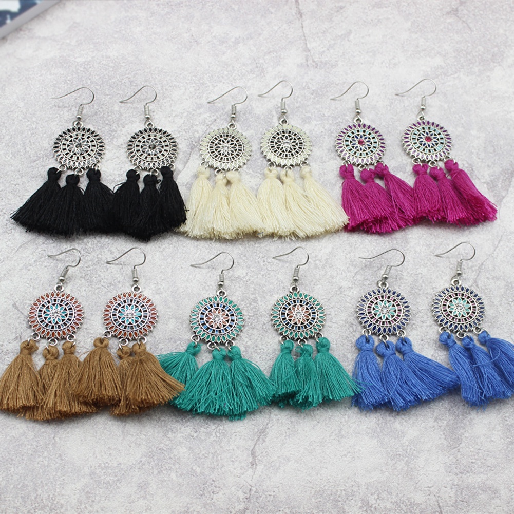 Hu Hu Hu Hu Hu Alat Bantu Pasang Kacamata♡ Anting Kait Gantung Statement Desain Bunga Mataharirumbai Panjang Gaya Boho Untuk Wanita