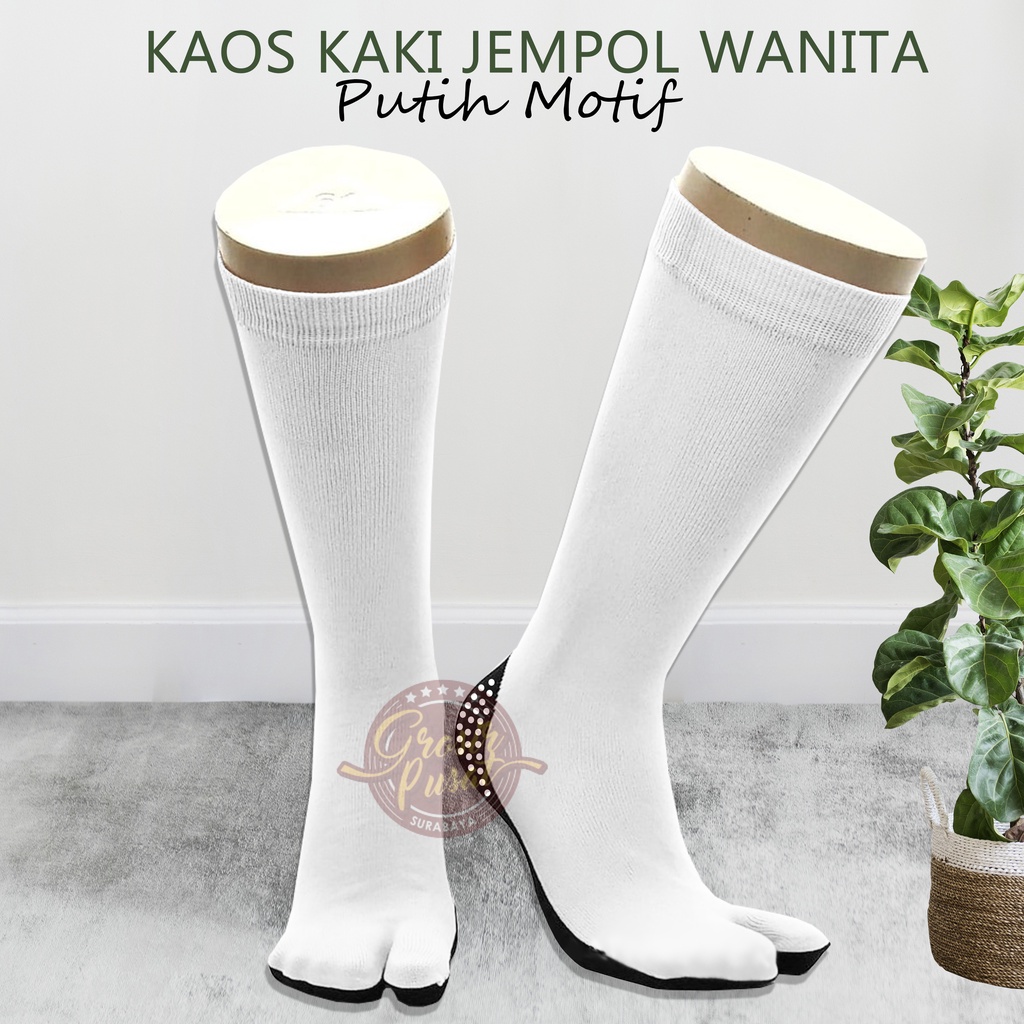 Kaos Kaki Polos Jempol wanita Putih Bermotif