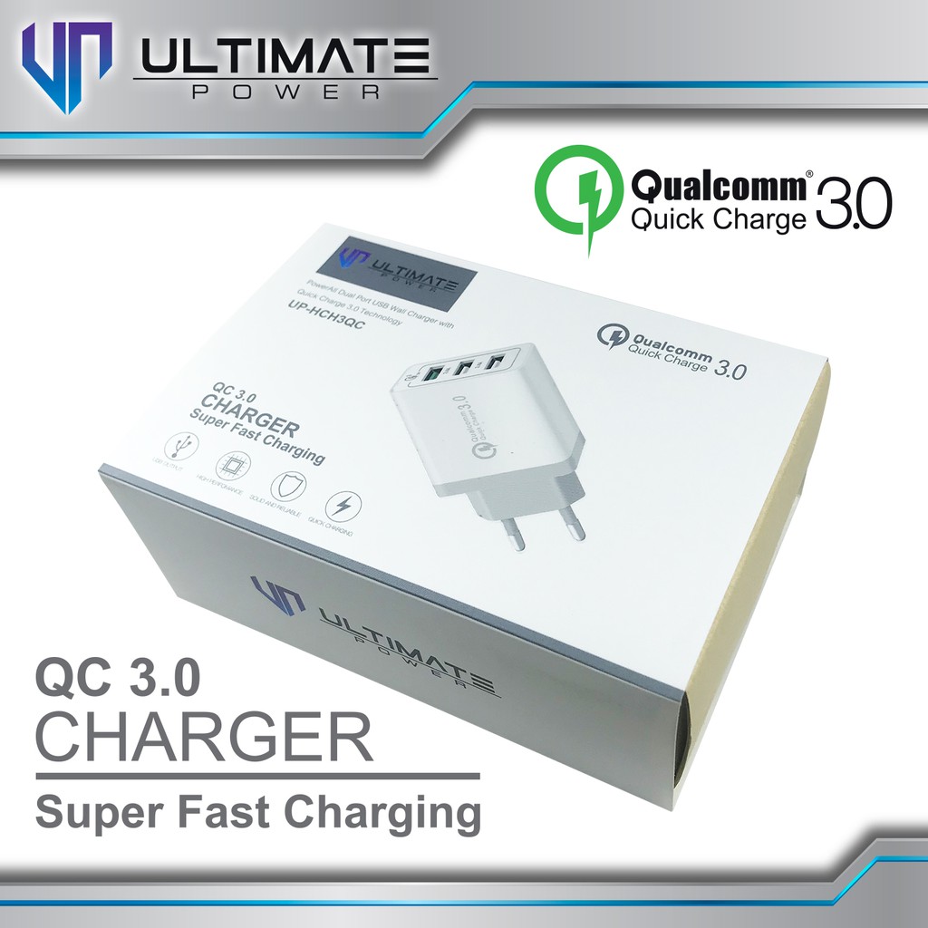 Adaptor batok Charger Ultimate Power HCH3QC Super Fast Charging 3 USB QC 3.0 Original 100%