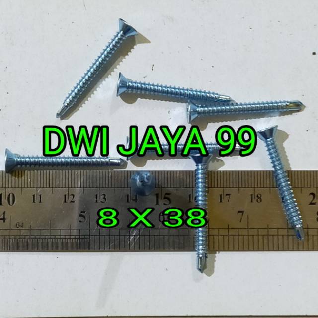 100 pcs skrup sds fh jf 8x38 baut grc bajaringan hollo galvalum