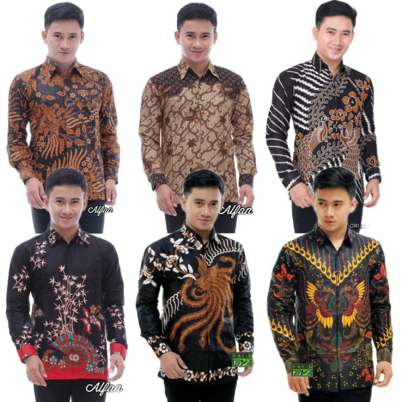 BSWART Batik HRB026 Kenongo Hem Pendek Padi Pekalongan M L XL Batik Pria MURAH Modern Grosir