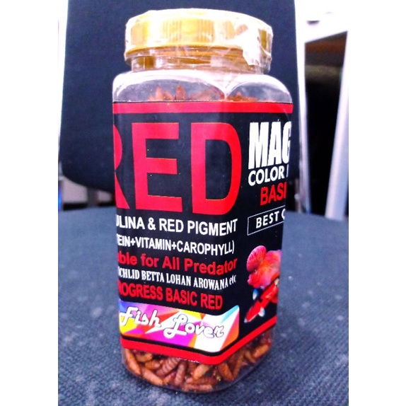Makanan Ikan Predator Maggot Kering FISH LOVER MAGGOT  BLUE YELLOW RED 130GR