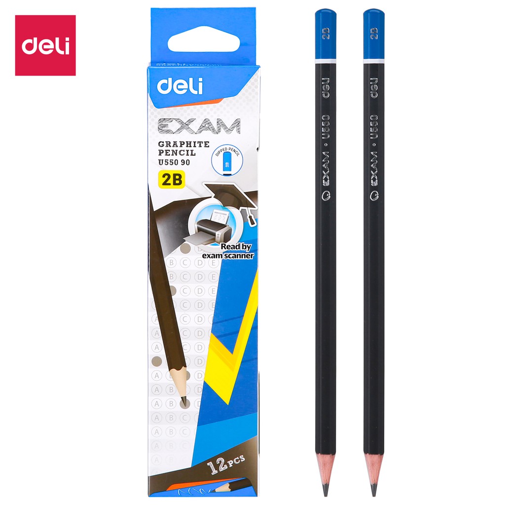 

Deli Pensil Grafit 2B, φ8×175mm 12pcs/box bahan kayu poplar, grafit, mudah diraut EU55090