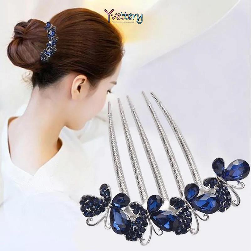 COD Jepit Kupu-kupu Berlian Imitasi Rambut Wanita Korea Berlian Imitasi Rambut Klip Bunga Kristal Fa