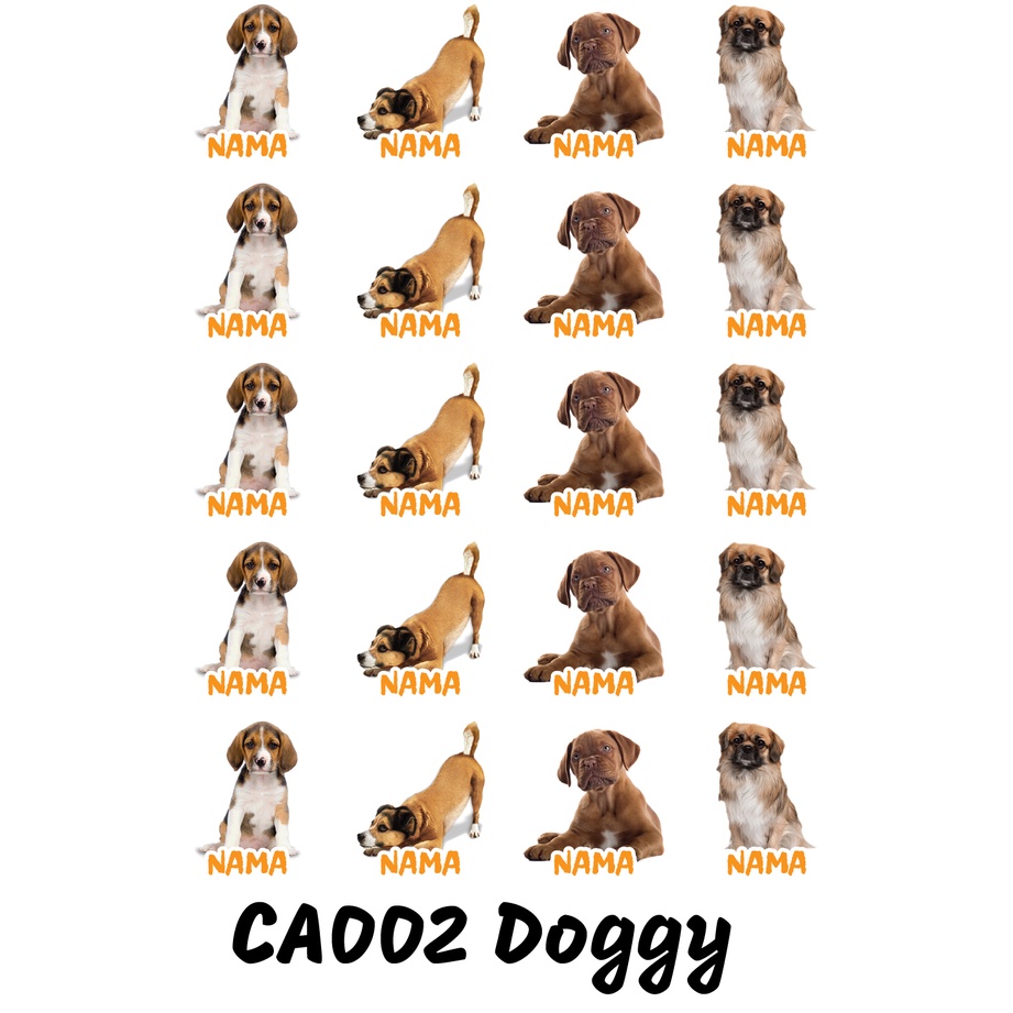 

Sticker Nama Cutting Label Waterproof Tahan Air Doggy A (CA002)
