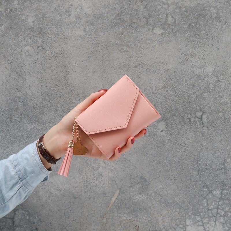 Dompet Gantungan Kecil Polos Lipat Cewek Korea Simple