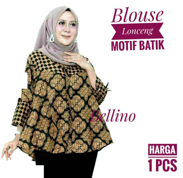 Bellino - Blouse Batik Lengan Terompet/ Baju Atasan Batik Wanita Kancing Depan/ Blus Batik kondangan-5