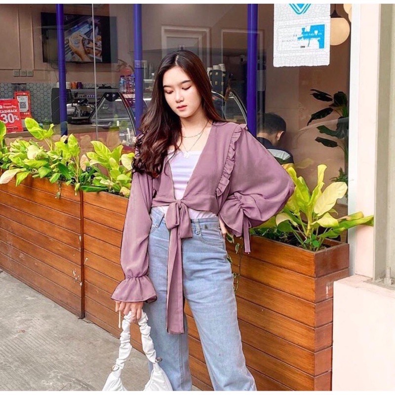 REAL PICTURE - Ruffle Outer Premium / Ruffle Crop Outer / Outer Ruffle Ceruty / Outer Lilac