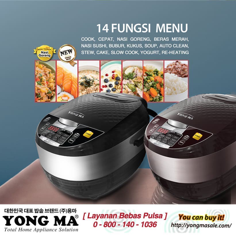 magic com yong ma rice cooker digital 14 fungsi SMC 8027 KAPASITAS 2 LITER 400 WATT GARANSI RESMI