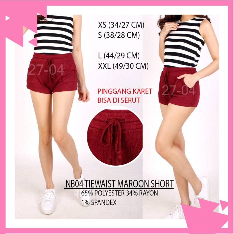 CELANA PENDEK WANITA NO BOUNDARIES TIE SHORT (NB04)