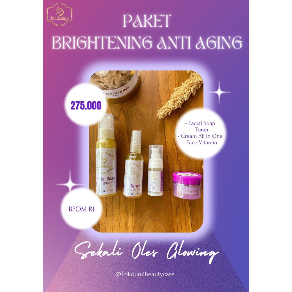 Cream Wajah UBC||Paket Brightening Anti Aging || Facial Soap || Cream All in One || Toner || Face Vi