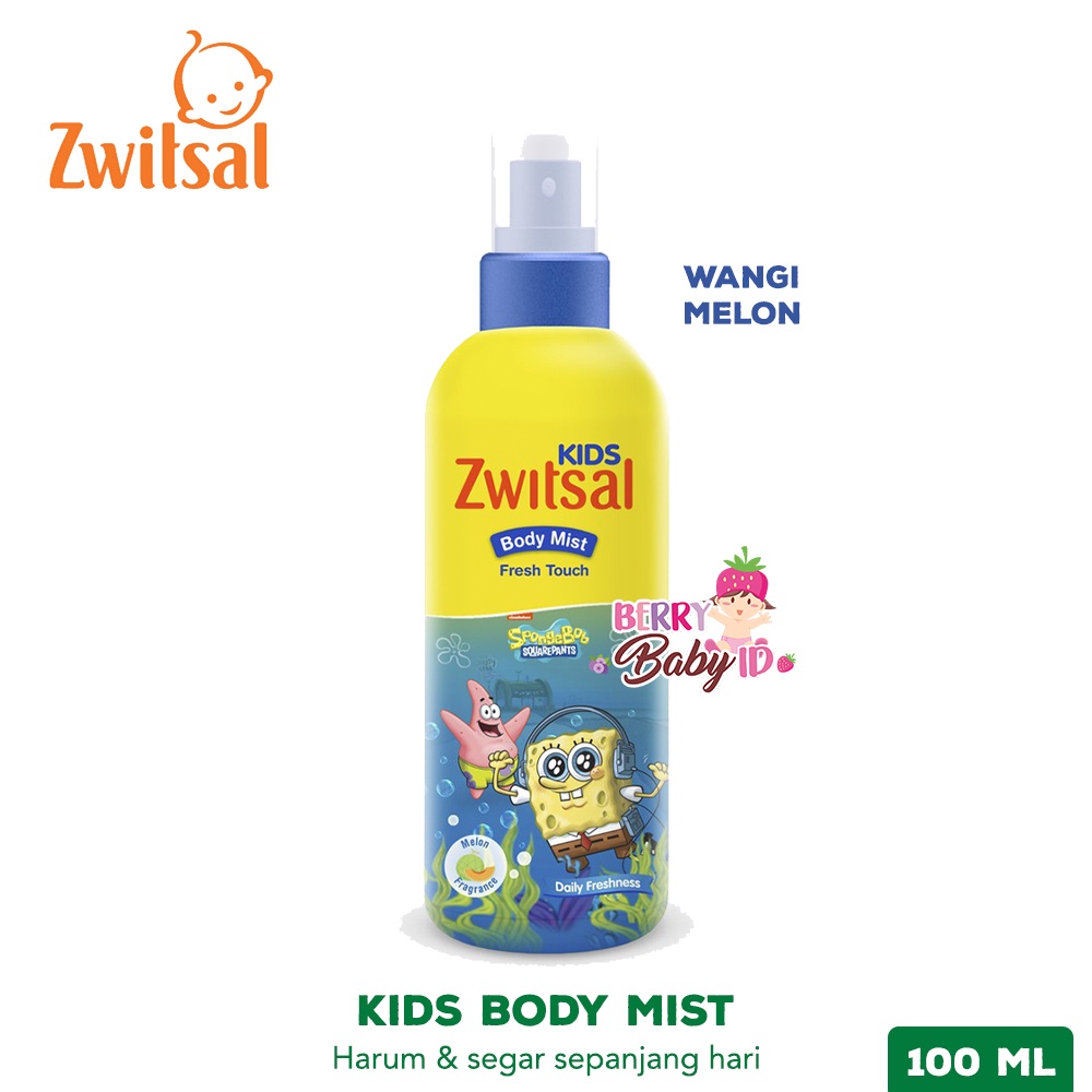 Zwitsal Kids Body Mist Anak Spongebob Blue Fresh Touch Pink Soft Touch Berry Mart