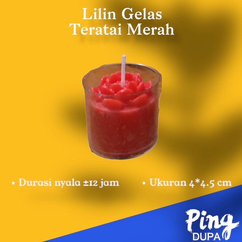 Lilin Candle Lotus Gelas Teratai Merah Nyala 12 Jam