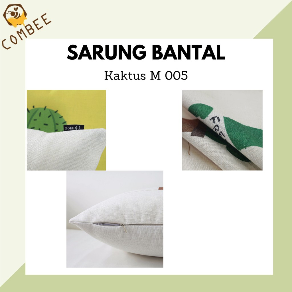 Pillow Case / Sarung Bantal / Sarung Tutup Bantal Sofa Kain Cotton Linen Kaktus M005