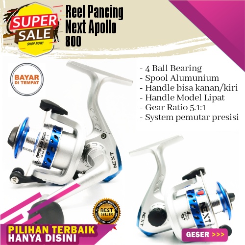 *Promo Murah* Reel Pancing Next Apollo 800 (4Bearing) Spool Alumunium