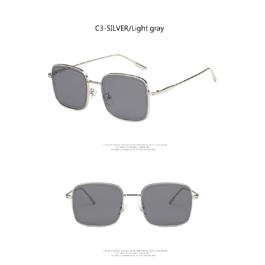 Fashion square metal simple men's and women's trendy anti-ultraviolet sunglasses