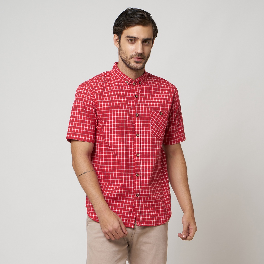 RAFTEL 130 Kemeja flanel pria lengan pendek kemeja flanel casual distro premium quality