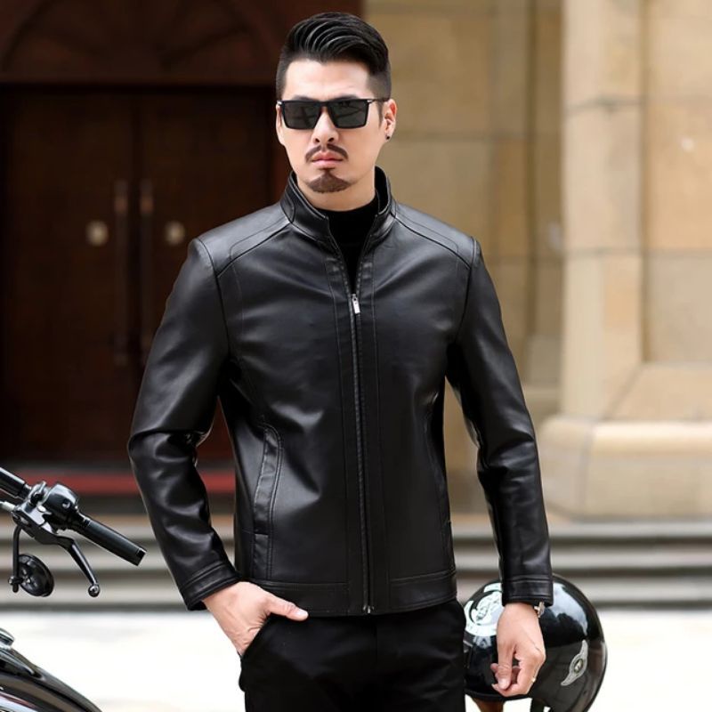 Jaket kulit pria asli domba jaket kulit model elegan