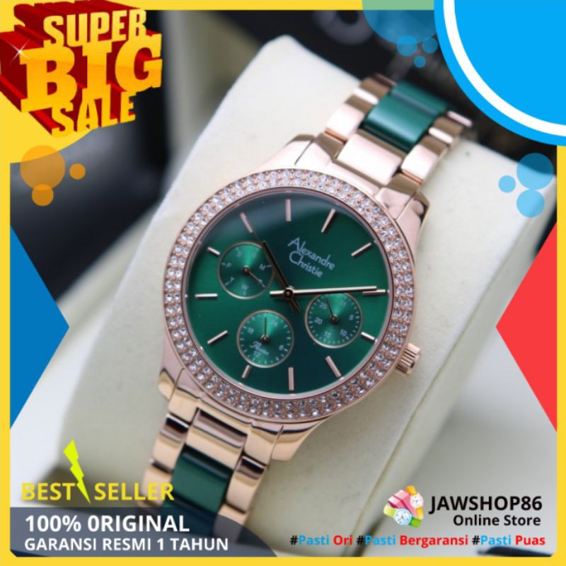 ALEXANDER CHRISTIE WANITA ORIGINAL AC 2914 TERBARU MURAH ANALOG TALI RANTAI ORI CEWEK KEREN SPORTY