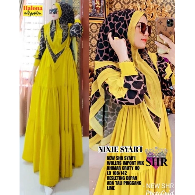 Gamis Nixie Syar'i Original SHR Gamis Set Khimar Matt Wolfis Import Busui