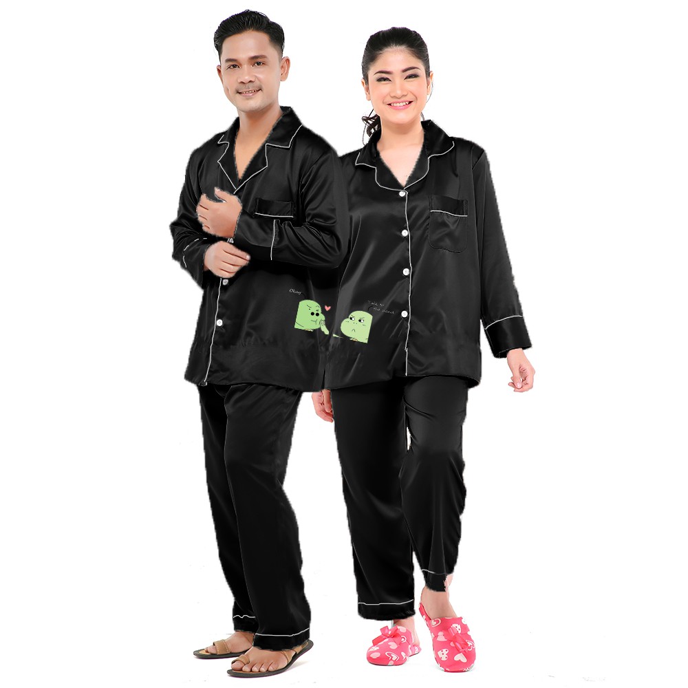 Zavyn Piyama Satin Couple Long Sleeve Talk to My Hand