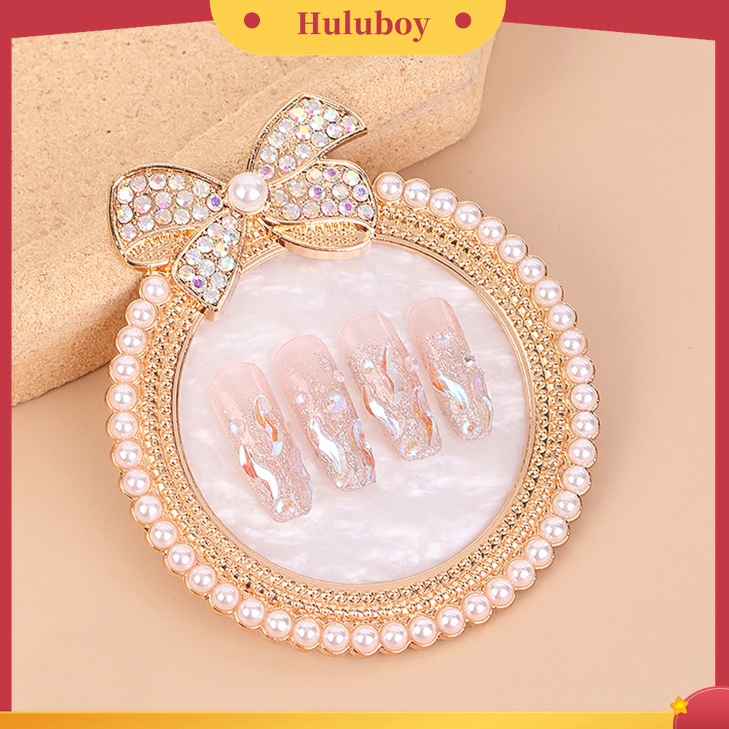 Huluboy Huluboy♡ Palet Stand Display Kutek Gel Desain Pita Hias Mutiara Imitasi Untuk Salon