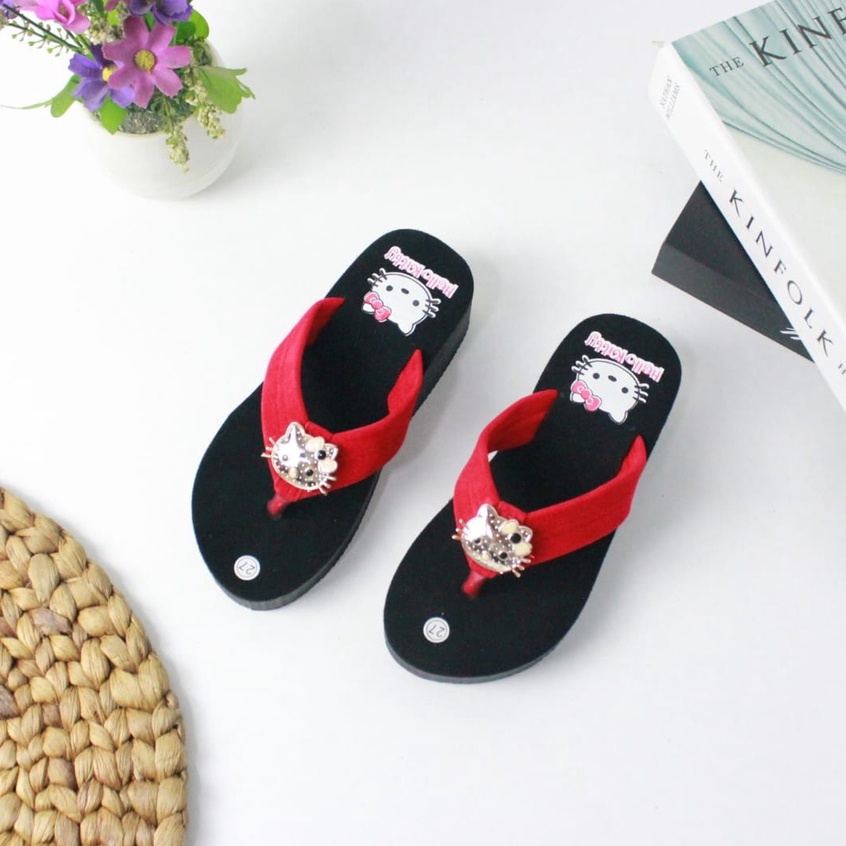 Sandal Wedges Anak Perempuan Motif Helokiti Terbaru