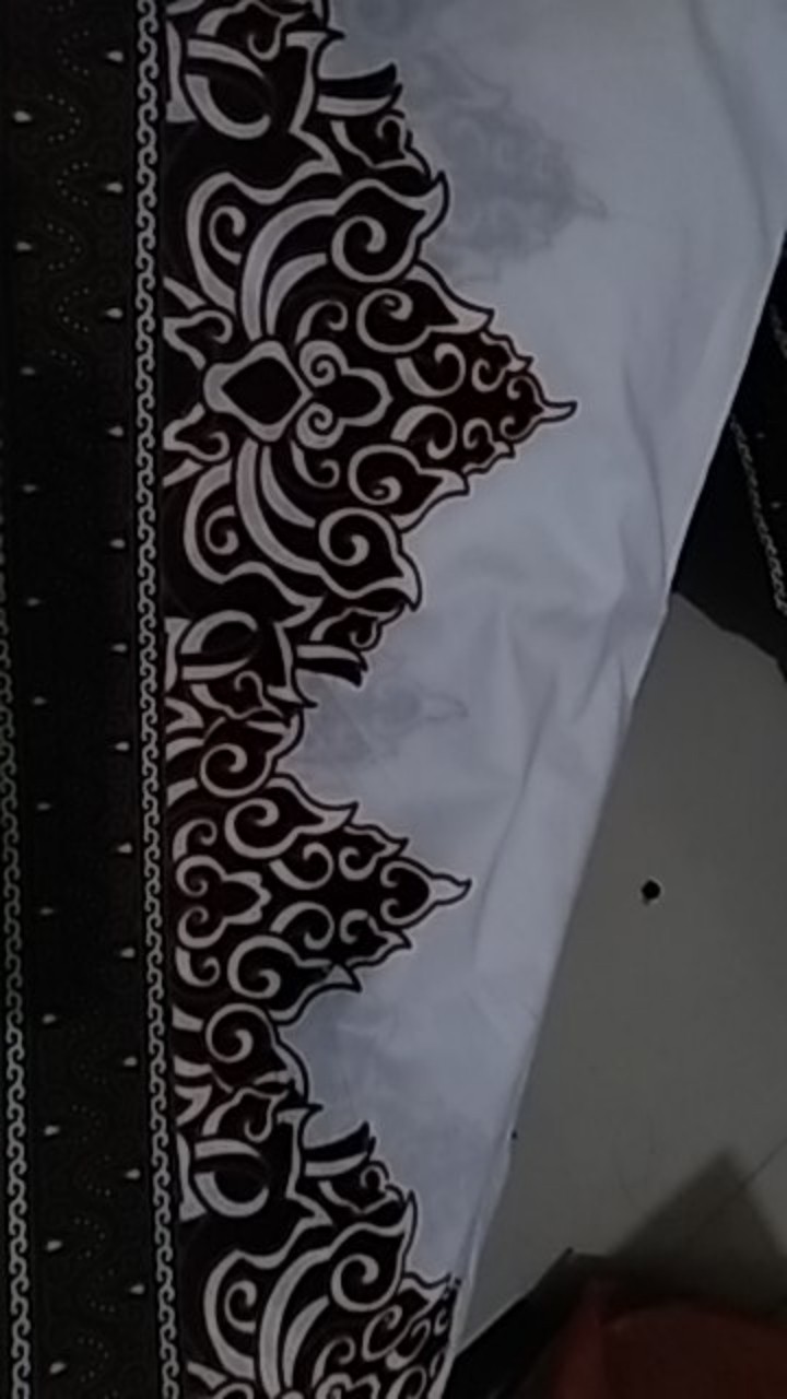 Batik Solo Modern Motif Tumpal Putih Setelan Sarung Dan Koko(full Furing)