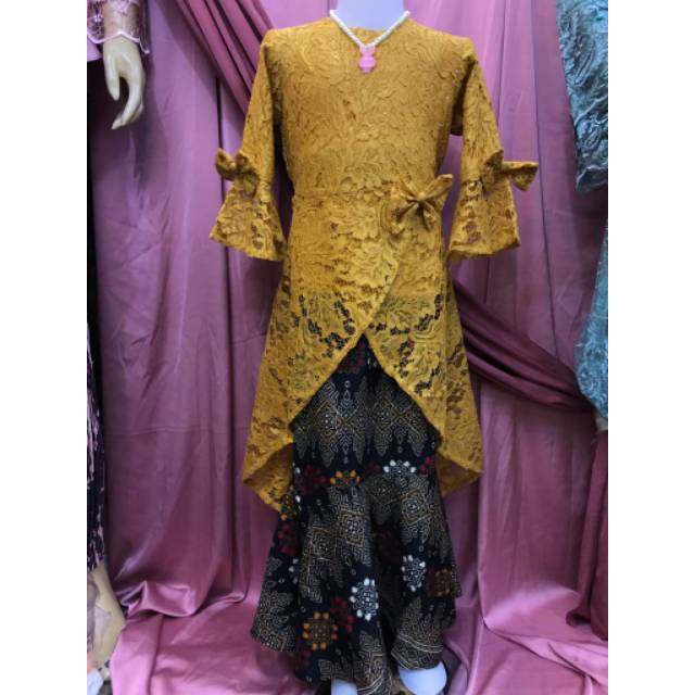 Realpict stelan kebaya Srikandi anak bahan brukat rok 