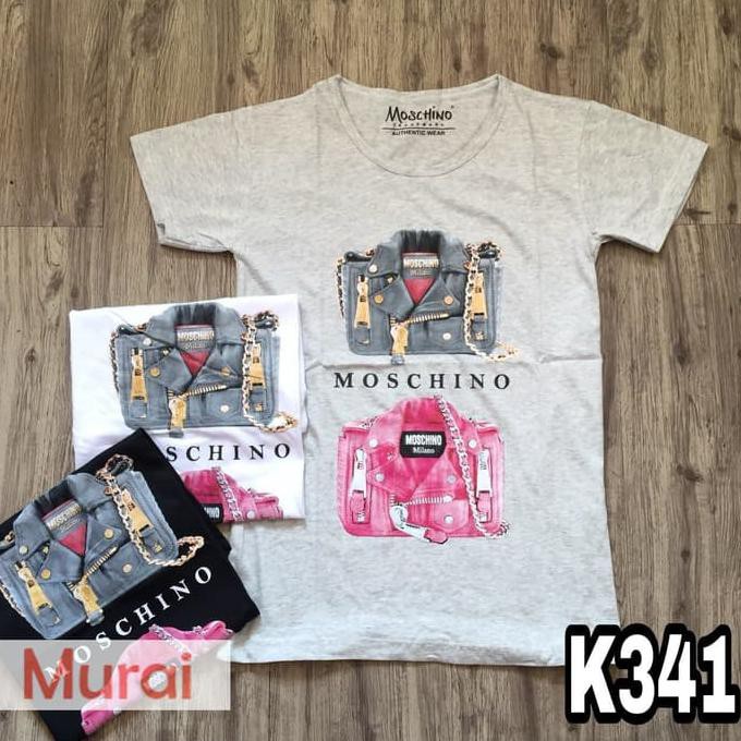 KUALITAS BAGUS K341 - KAOS / TUMBLR TEE / T-SHIRT WANITA / CEWEK MOSCHINO JAKET BAGS KEKINIAN