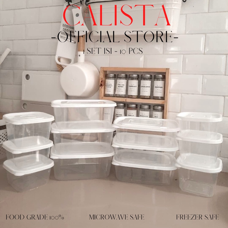 TOPLES PLASTIK BENING FOOD KONTAINER CONTAINER KULKAS SET KOTAK CALISTA OITA BENING TRANSPARANT SEALWARE SET ISI 10PCS - TEMPAT WADAH PENYIMPANAN MAKANAN BUAH SAYUR DIKULKAS - FOOD PREPARATION STORAGE SET - TOPLES KULKAS SET / WADAH SAJI MAKANAN SET