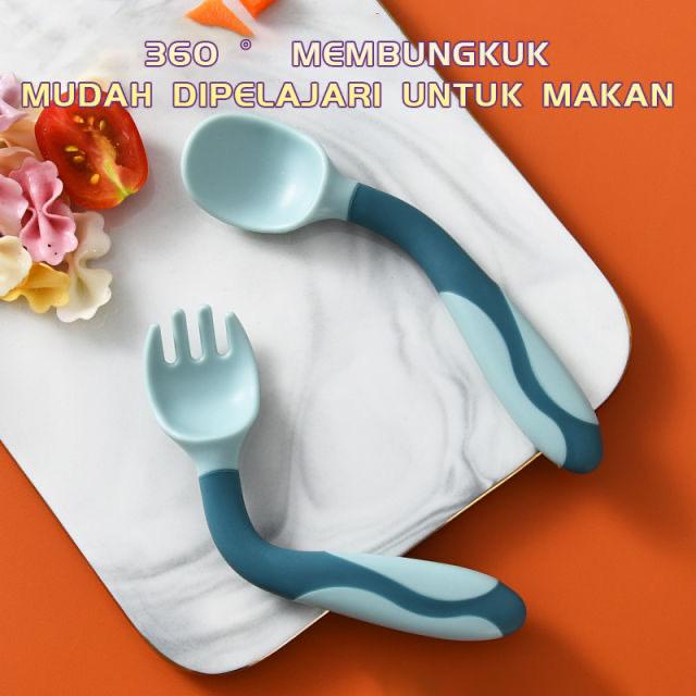 BPA FREE Sendok makan dan garpu bayi free box / sendok mpasi bayi / sendok fleksibel