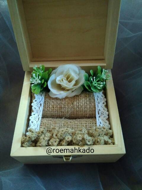 BA03 Kotak cincin hias ringbox hias simple ring box rustic