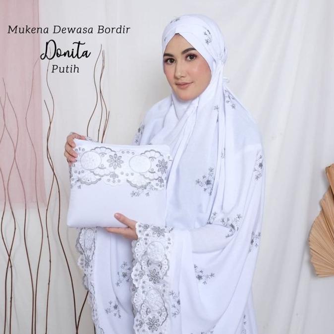 Mukena Dewasa Bordir Donita Putih