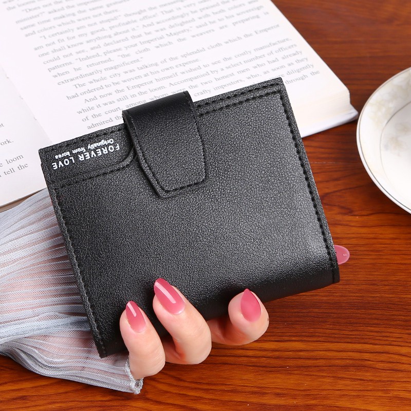⚘FASHION88⚘D26-1 Dompet Lipat PENDEK Wanita Trendy Murah/dompet wanita mini murah real pic-HITAM