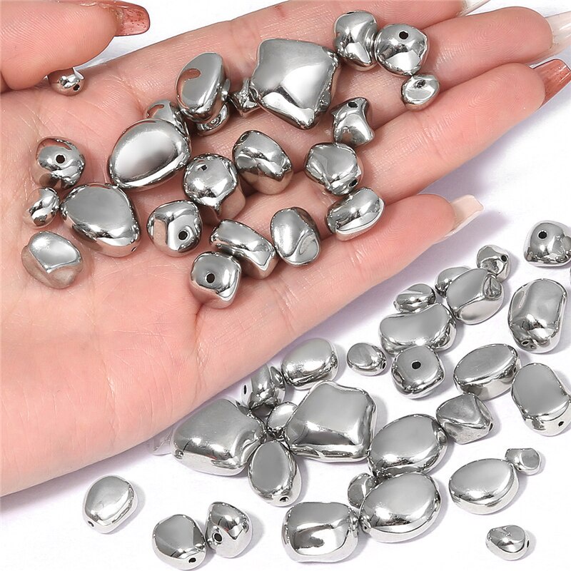 10-50 Pcs Perak Rhodium Disepuh Bentuk Yang Berbeda CCB Manik-manik Longgar untuk Kalung Gelang Anting-Anting Manik Membuat DIY Perhiasan Temuan