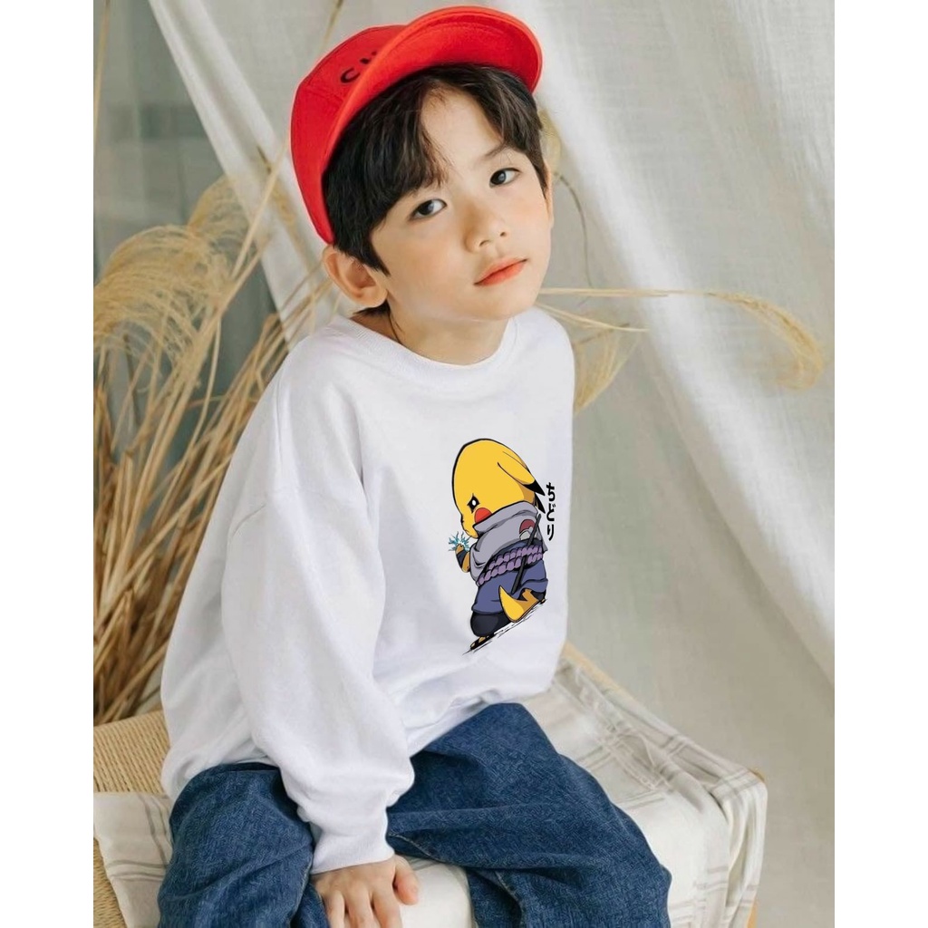 Jaket sweater anak laki-laki usia 2 3 4 5 6 7 8 9 10 tahun / switer crewneck basic anak laki laki perempuan karakter hero pikacu