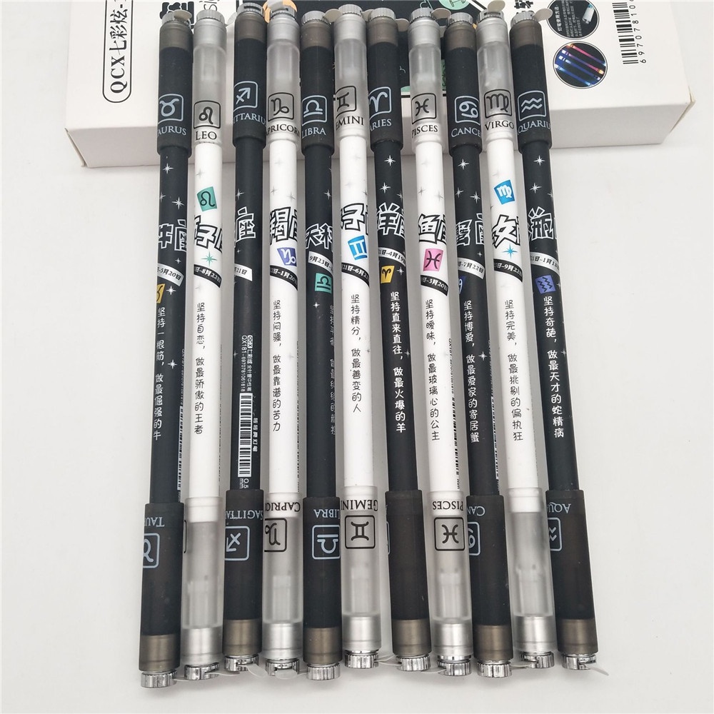 1pc Pulpen Luminous Motif Zodiak Warna Acak Untuk Sekolah / Kantor