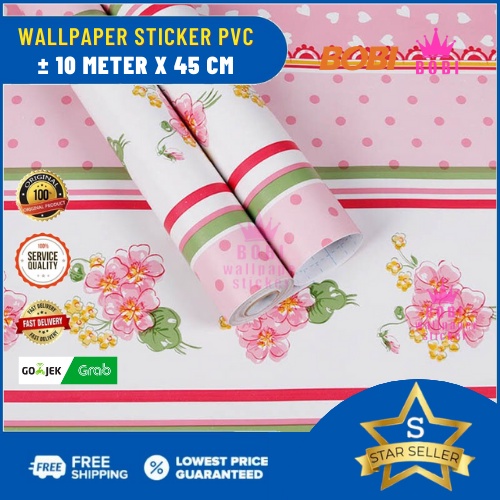 Wallpaper Sticker garis bunga 5361 / Ukuran 9mx45cm | Shopee Indonesia