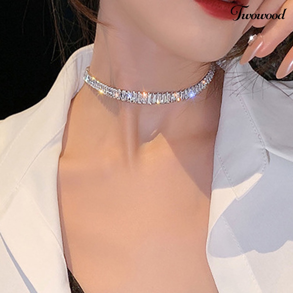 Kalung Choker Adjustable Bahan Cubic Zirconia Untuk Pernikahan