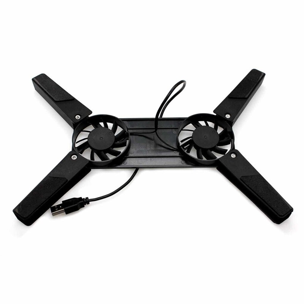 Notebook Cooling Pad Lipat Portable X Stand Dual Fan - 818 - Black