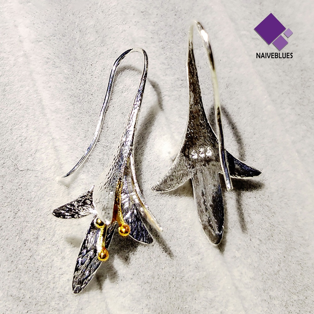 Anting Kait Juntai Bentuk Bunga Lily Gaya Vintage Untuk Hadiah Pesta Malam