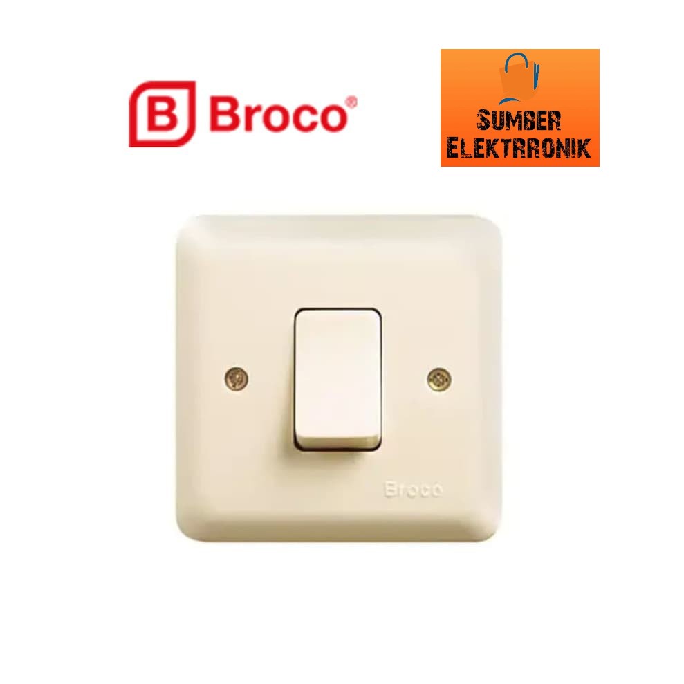 BROCO IB SAKLAR ENGKEL CREAM 6621 - 6621U NEW GEE SINGLE SWITCH INBOW TANAM