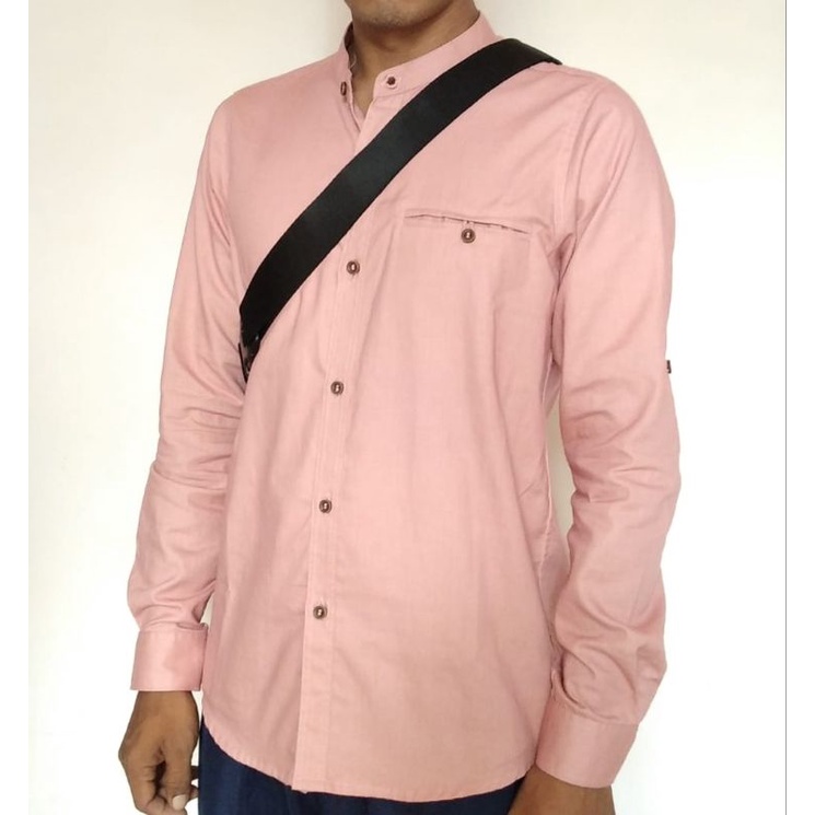 Kemeja Pria Lengan Panjang / Kemeja Koko Terbaru / Kemeja Koko Warna Dusty Pink / Kemeja Koko