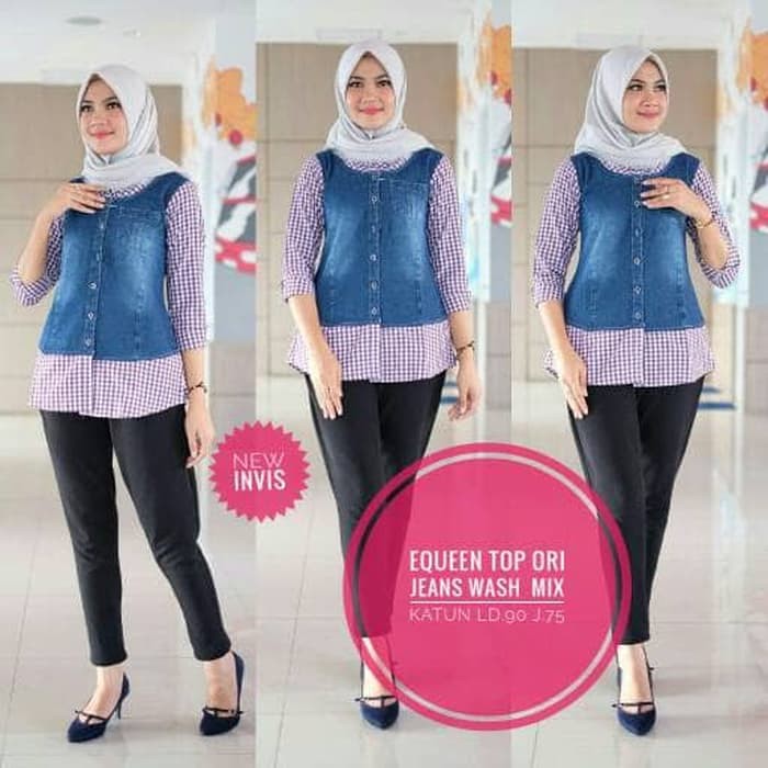 kemeja wanita queen top VERO katun jeans original