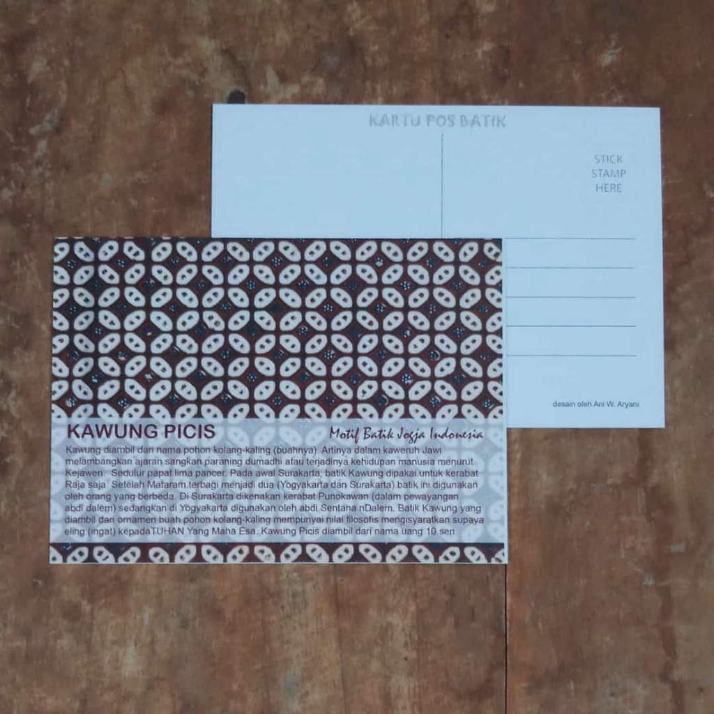 

KARTU POS BATIK INDONESIA POSTCARD MOTIF BATIK KAWUNG PICIS ISI 8 LEMBAR